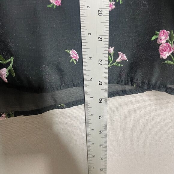 Zara Top Women L Black Alice Bouse Whimsy Goth Sheer Classic Pullover Romantic - Picture 4 of 8